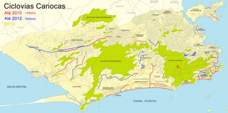 Mapa das ciclovias, ciclofaixas e ciclorrotas do Rio de Janeiro