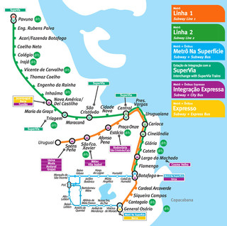 Mapa da rede MetrôRio de metro do Rio de Janeiro